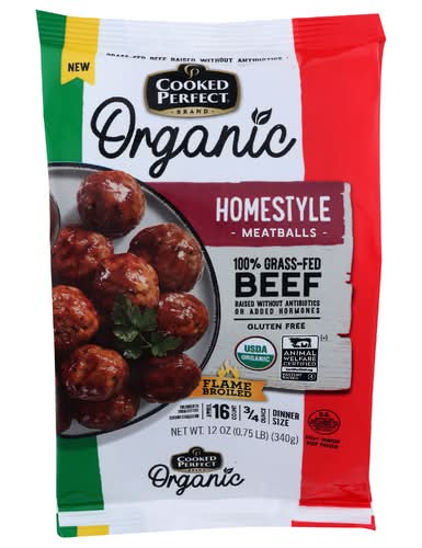 Cooked Perfect Organic Homestyle 100% Grass-Fed Beef Meatballs