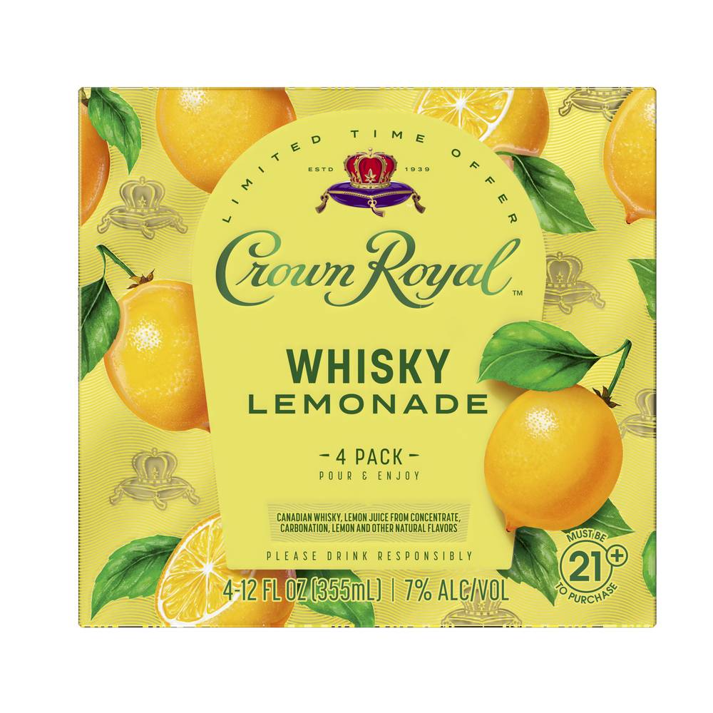 Crown Royal Whisky Lemonade Cocktail (4 pack, 12 fl oz)