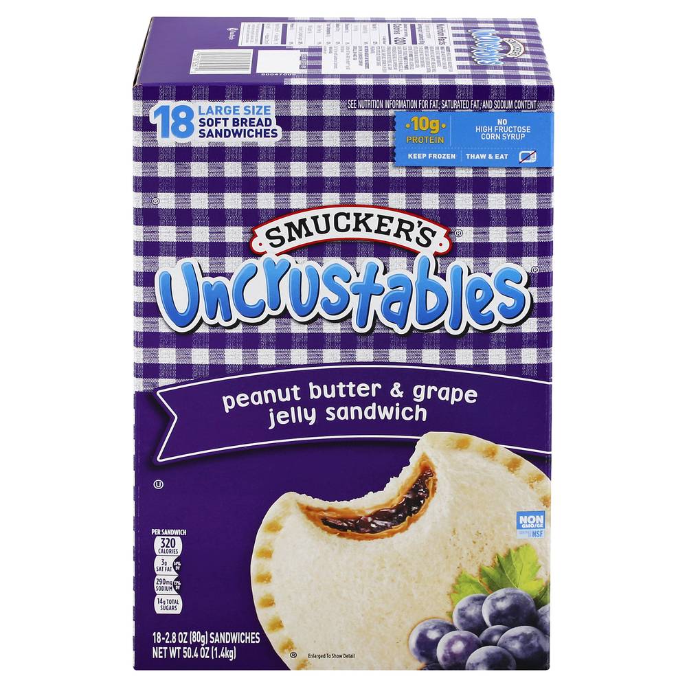 Smucker's Uncrustables Peanut Butter & Grape Jelly Sandwich (18 ct)