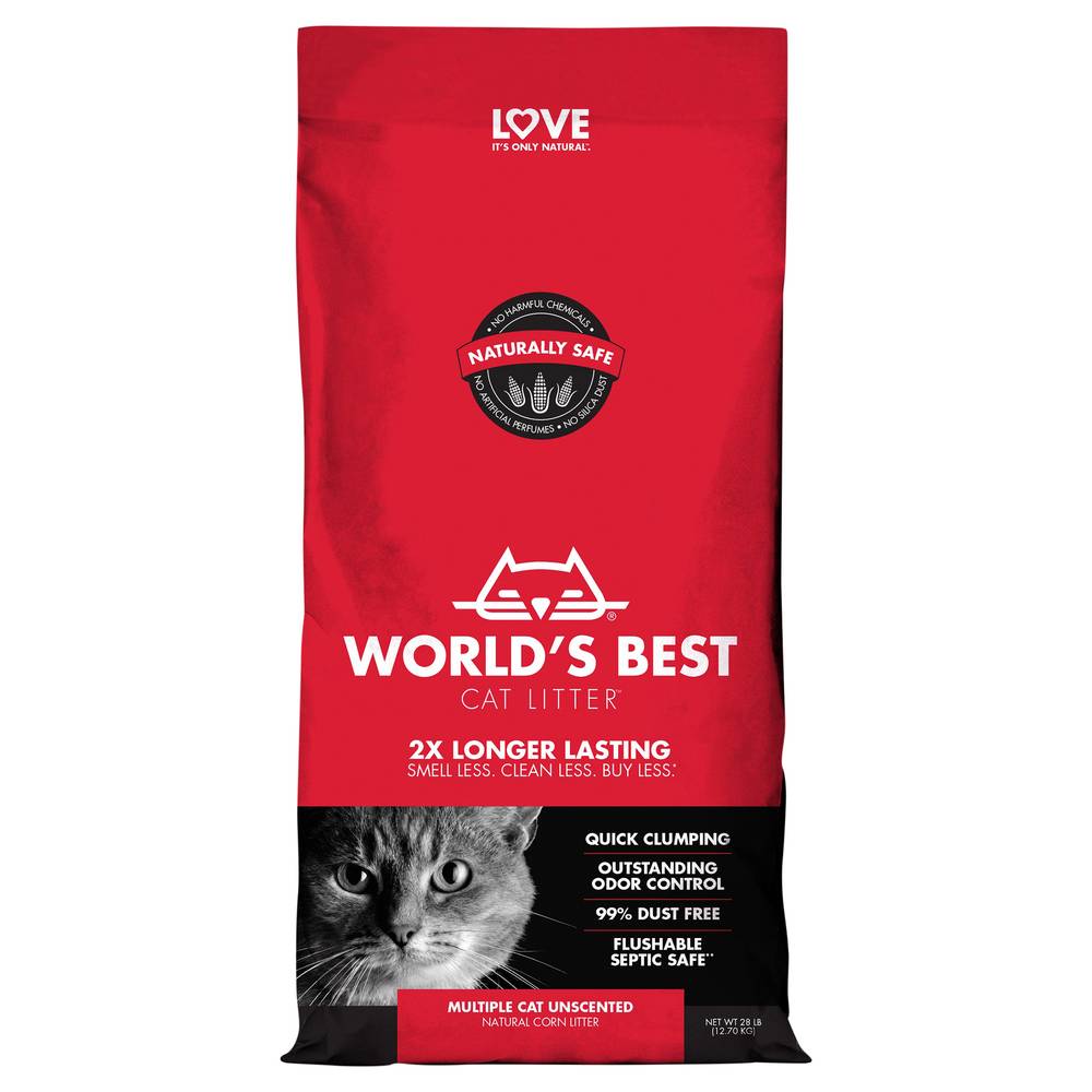 World's Best Cat Litter 2x Longer Lasting Multiple Cat Unscented Cat Litter