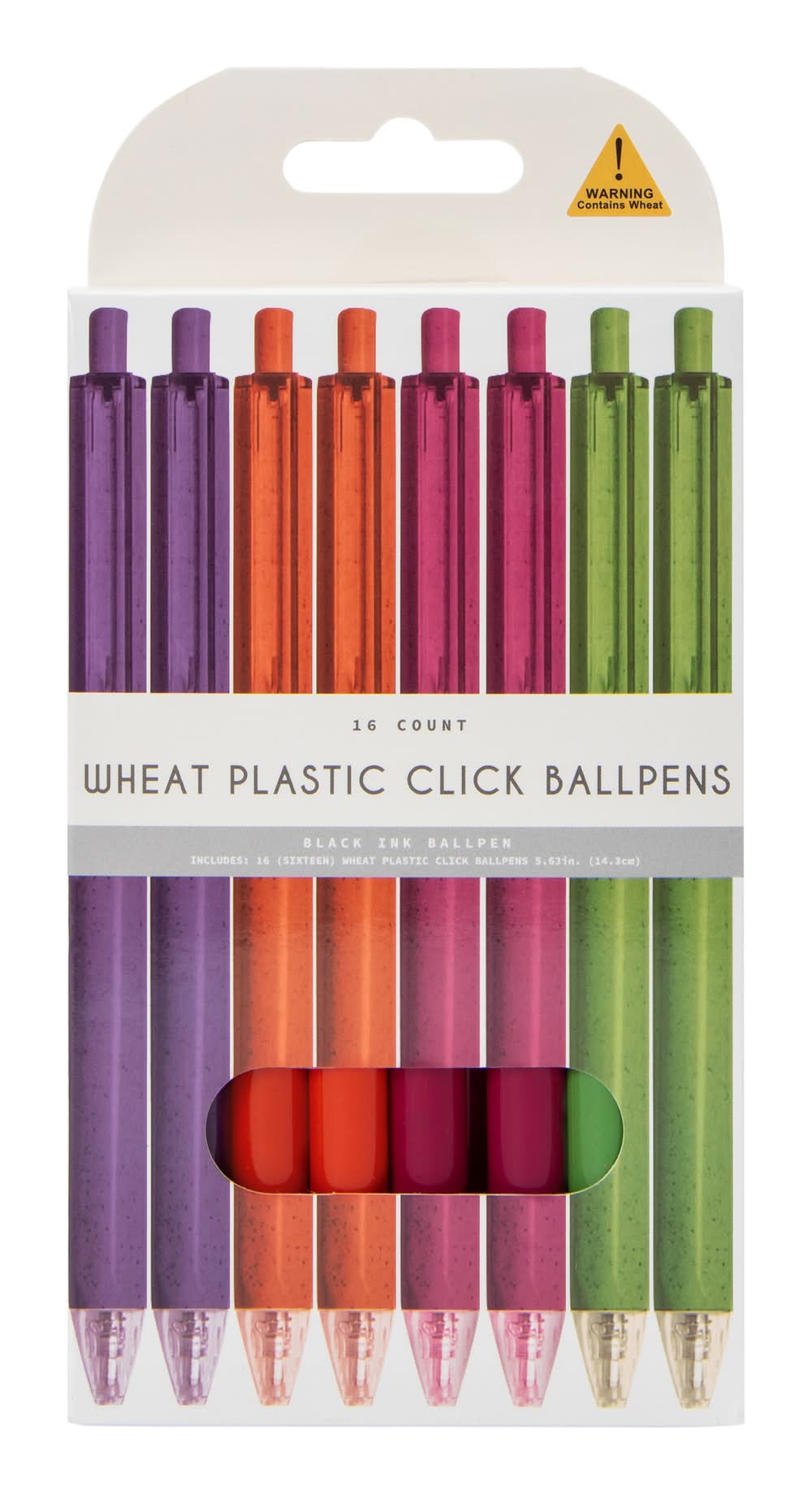 Wheat Plastic Click Ballpoint Pens 16-Count Green