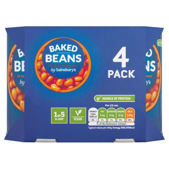 Sainsbury's Baked Beans In Tomato Sauce 4x400g