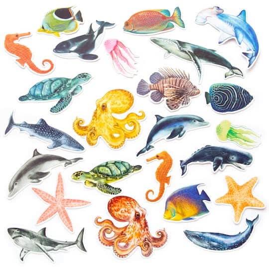 Recollections Sealife Die Cut Stickers, 4 x 5.98 inch (24 ct)