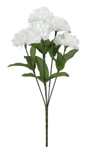 Ashland Carnation Bush Artificial Flower, 12 in, White
