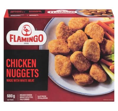 Flamingo nuggets de poulet panés entièrement cuits - fully cooked breaded chicken nuggets