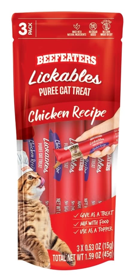 Beefeaters Lickables Puree Cat Treats, Chicken (3 x 0.53 oz)