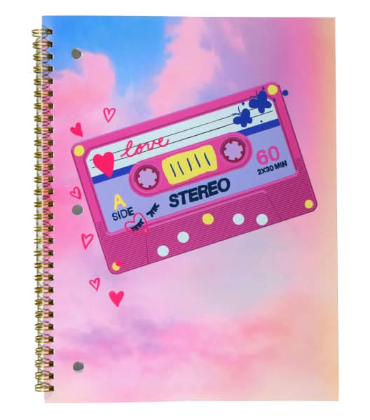 Top Flight Fashion 1-Subject Notebook, 8" x 10", 70 Sheets, Cassette Tape