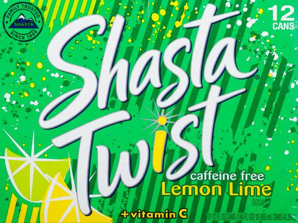 Shasta Twist Caffeine Free Lemon Lime Soda (12 ct, 12 fl oz)