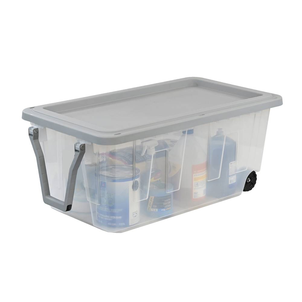 Project Source Large 40-Gallons (160-Quart) Clear Heavy Duty Rolling Tote with Standard Snap Lid | 2565508