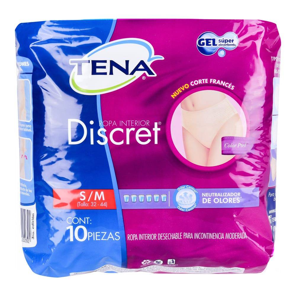 Tena protectores para incontinencia pants discret ch/m (10 un)