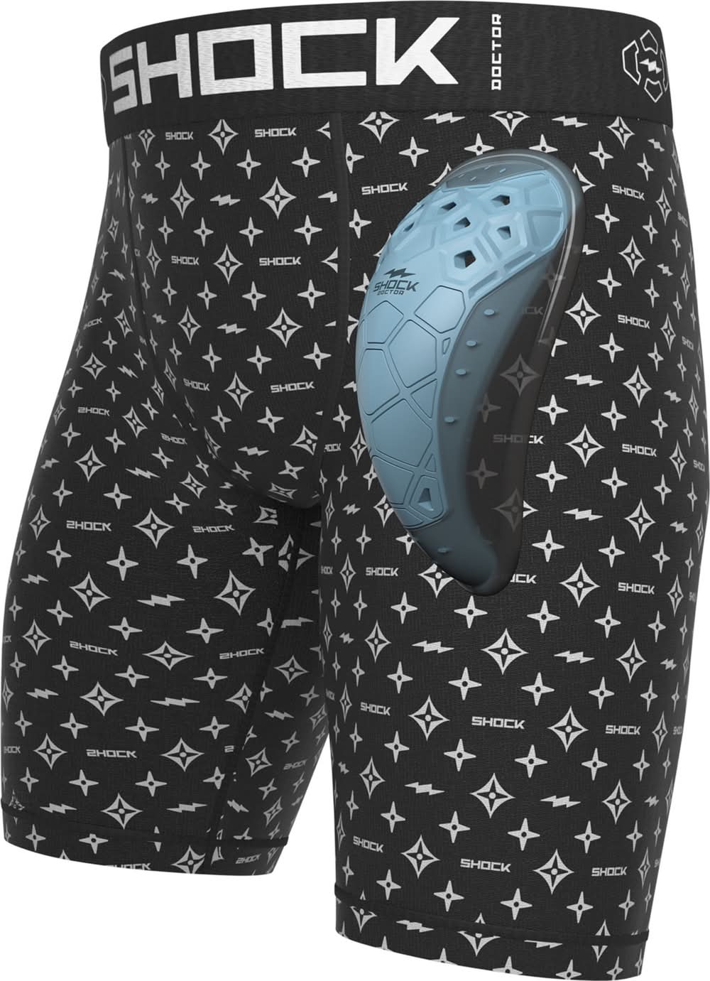 Shock Doctor Adult Core Compression Short w/ Bio-Flex 2.0 Cup (Black Lux, S)