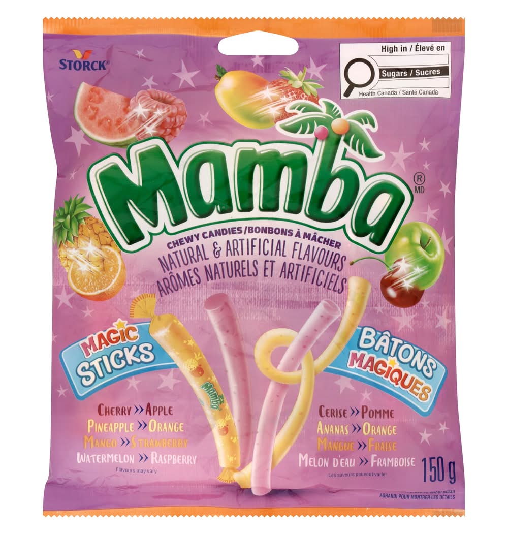 Mamba bâtons magiques bonbons à mâcher (assorties) - storck mamba magic sticks candy, assorted (150 g)