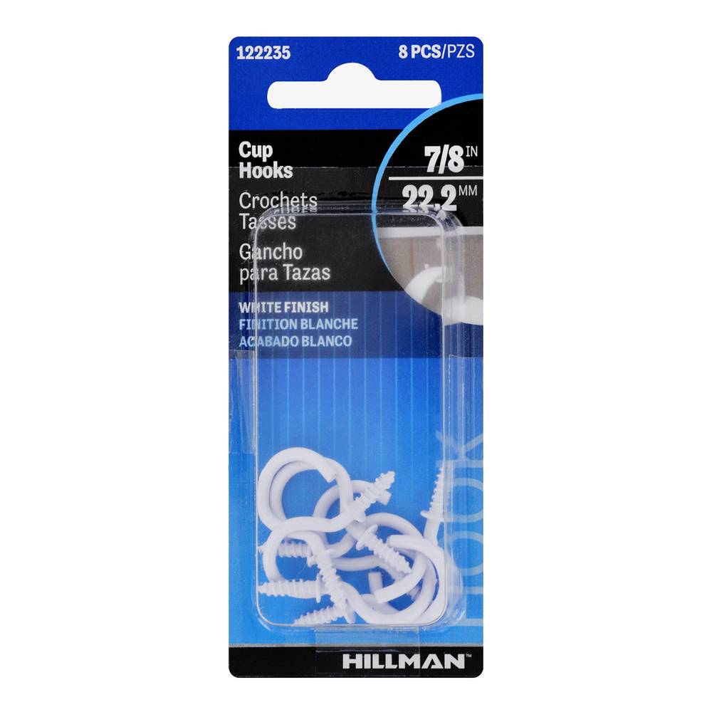 Hillman 0.87-in White Steel Cup Hook (8-Pack) | 122235