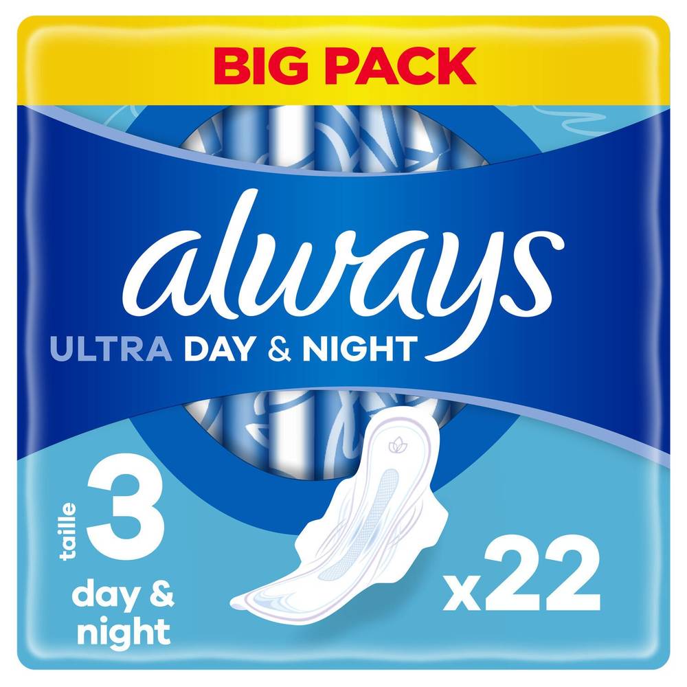 Always - Serviette hygiénique avec ailettes ultra day et night (taille 3 )