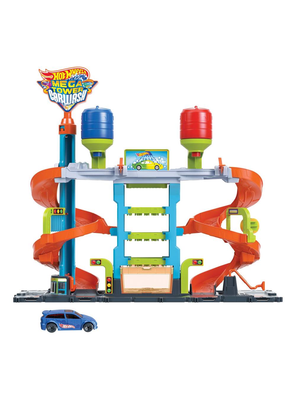 Hot wheels set de juego city autolavado mega torre