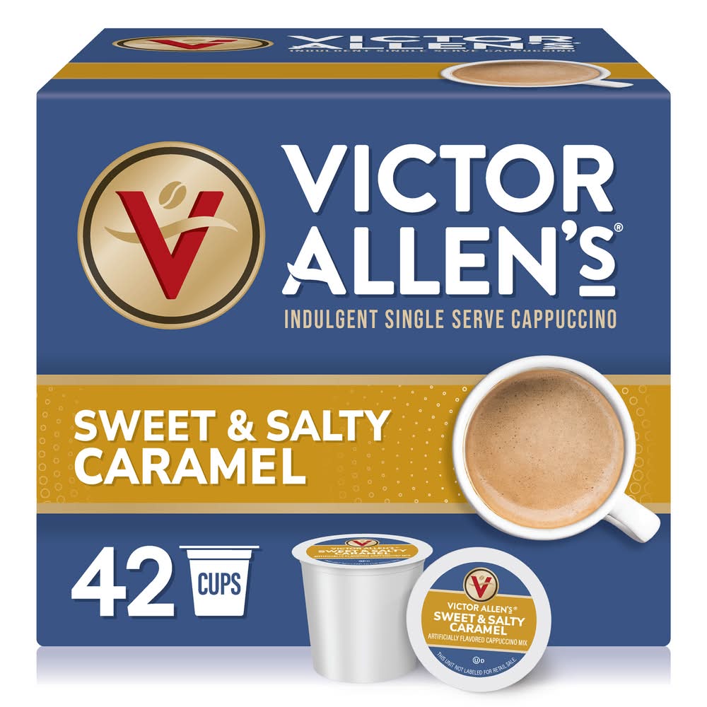 Victor Allen's Coffee Single Serve Cappuccino K-Cup Pods, Sweet-Salty Caramel (42 ct)
