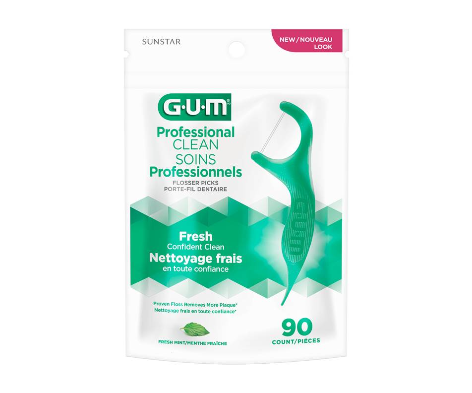 Gum gum porte-fil soins professionnels (avec fil ultra résistant. 90 pièces) - professional clean flossers (extra strong floss. 90 count)