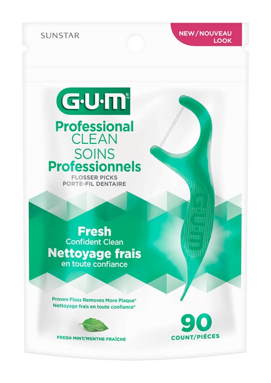 GUM gum porte-fil soins professionnels (avec fil ultra résistant. 90 pièces) - professional clean flossers (extra strong floss. 90 count)