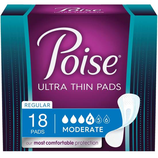 Poise Ultra Thins Regular Moderate Pads (18 units)