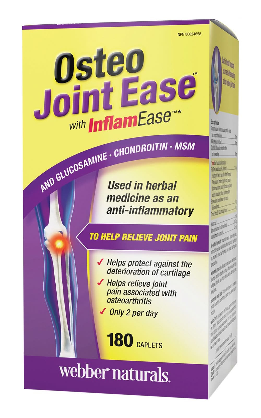 Webber Naturals - Osteo Joint Ease, 180 Comprimés / Webber Naturals Osteo Joint Ease, 180 Caplets