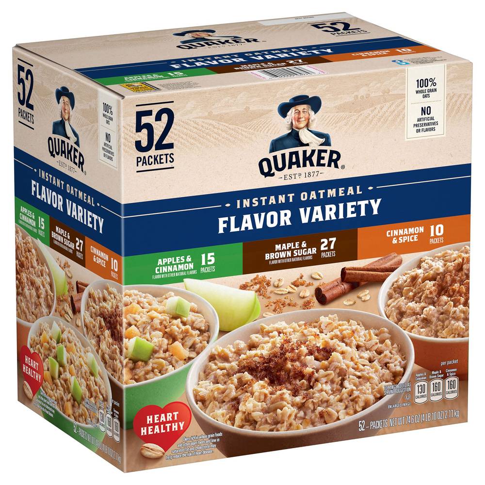 Quaker, Instant Oatmeal, Variety Pack, 1.51 oz, 52-Count