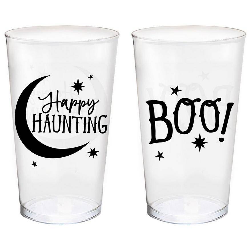 Classic Black White Halloween Plastic Tumblers, 16oz, 10ct