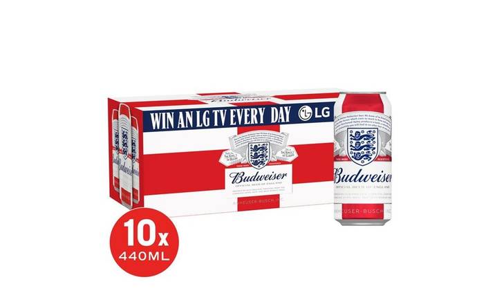 SAVE £2: Budweiser Lager Beer 10 x 440ml Cans (397246)