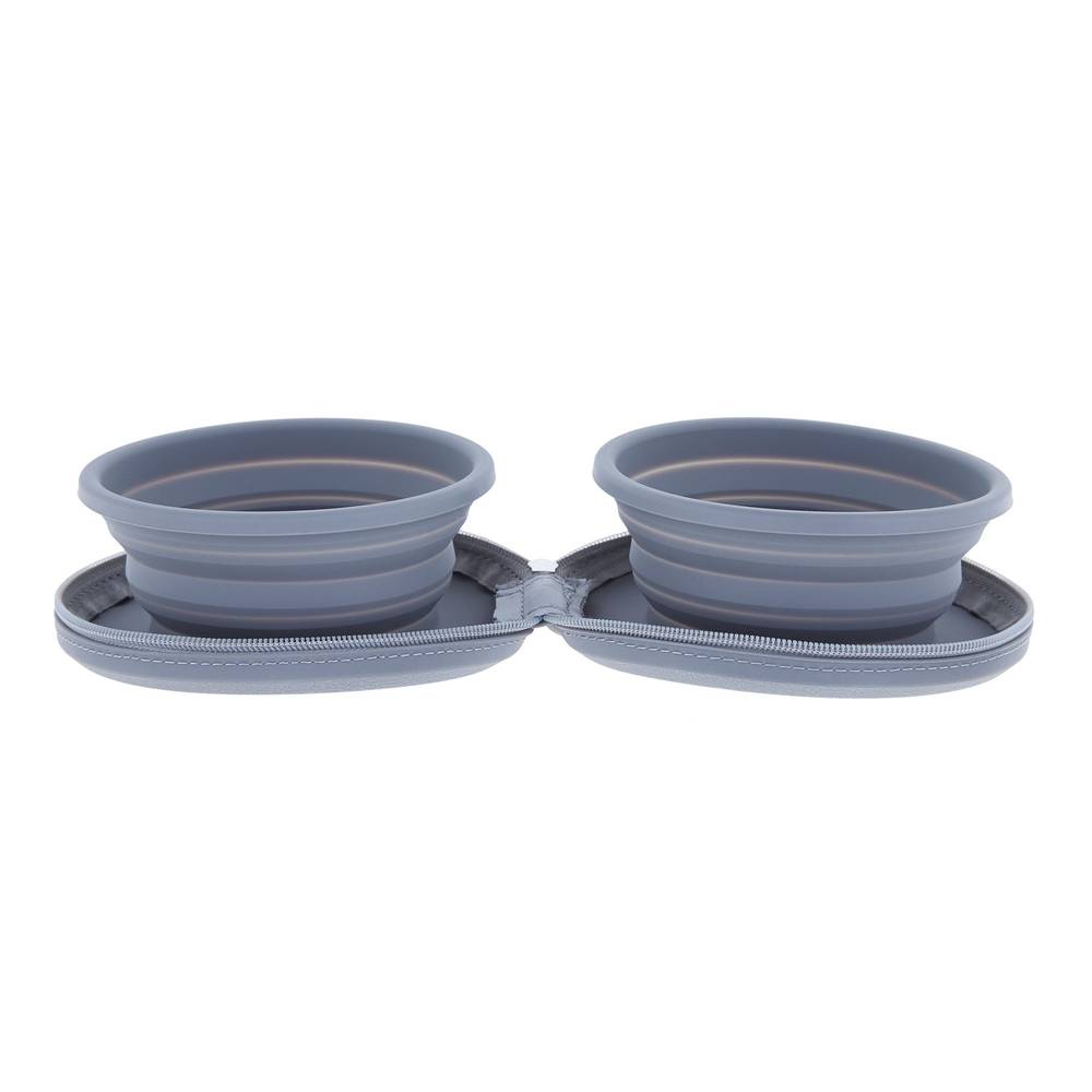 Arcadia Trail™ Collapsible Double Diner Dog Bowl, 2-cup (Color: Grey, Size: 2 Cup)