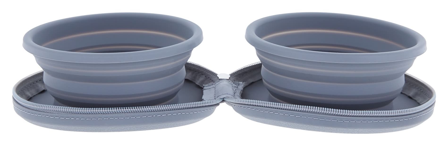 Arcadia Trail™ Collapsible Double Diner Dog Bowl, 2-cup (Color: Grey, Size: 2 Cup)