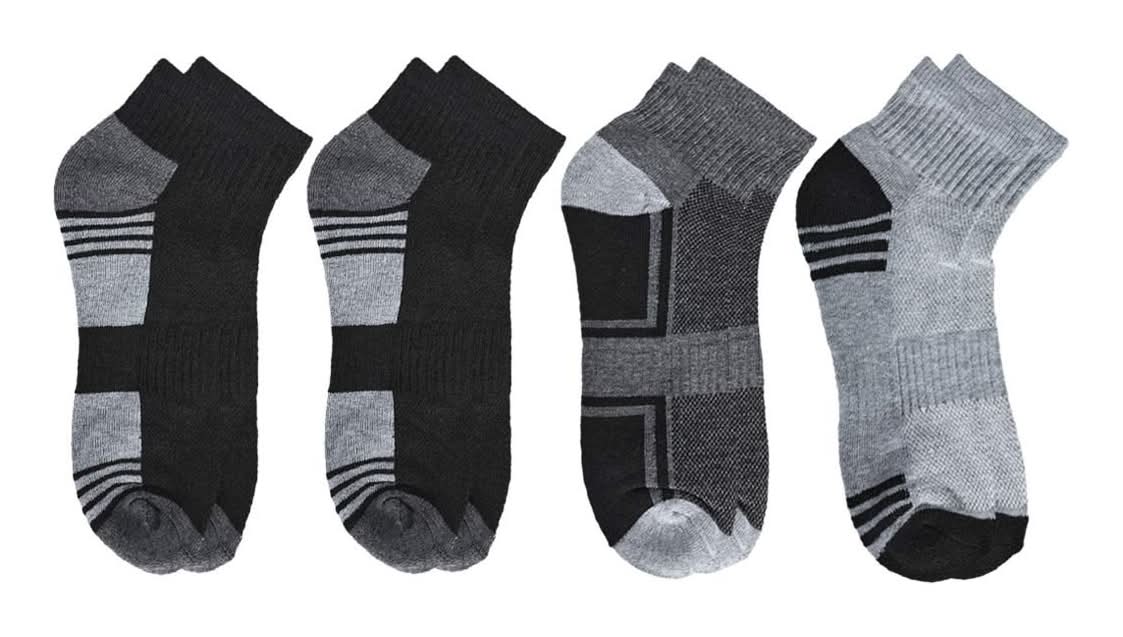 Zone Pro Men'S Half Cushion Ankle Cut Socks 4 Ct Assorted Patterns