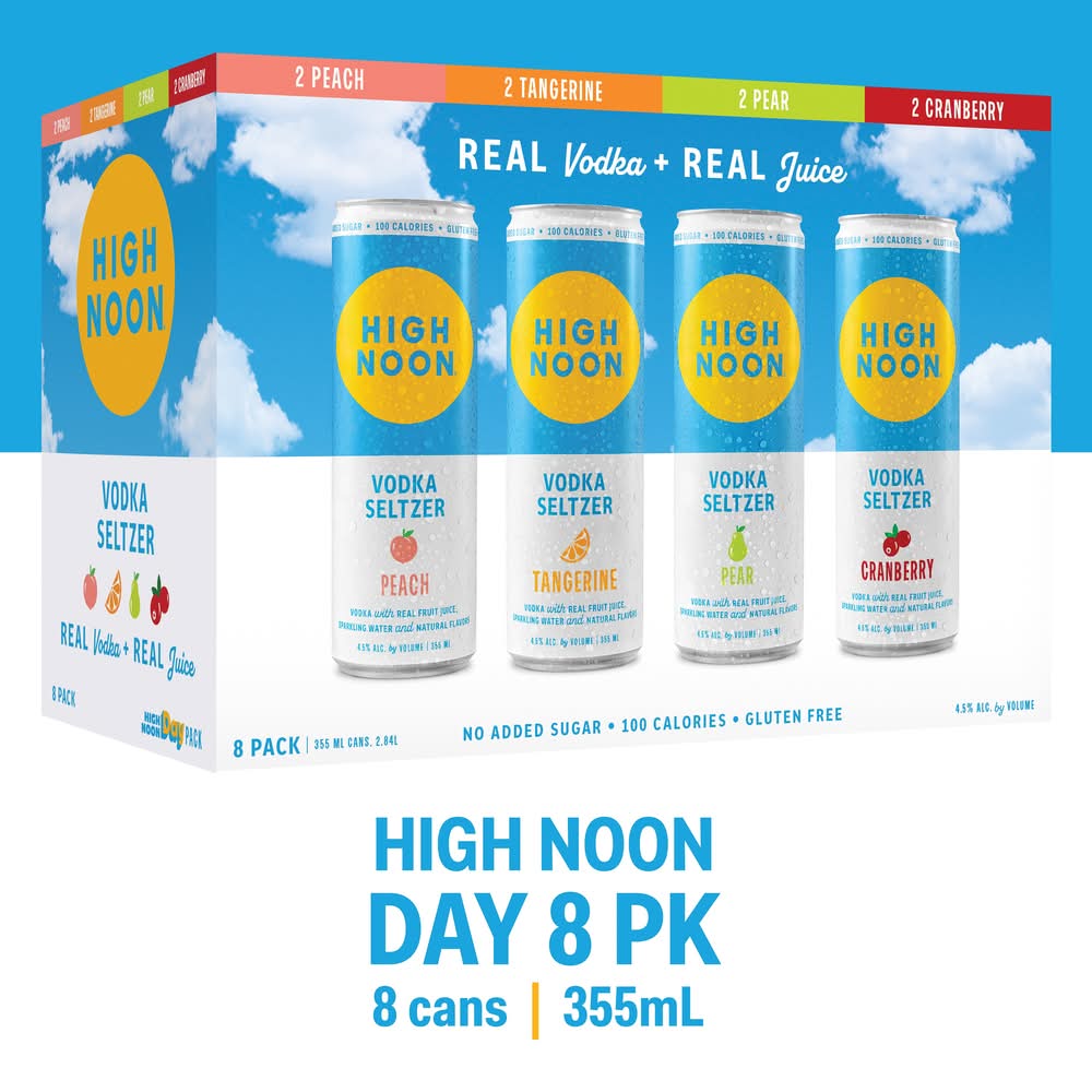High Noon Vodka Hard Seltzer Variety pack, Assorted (8 x 355 ml)