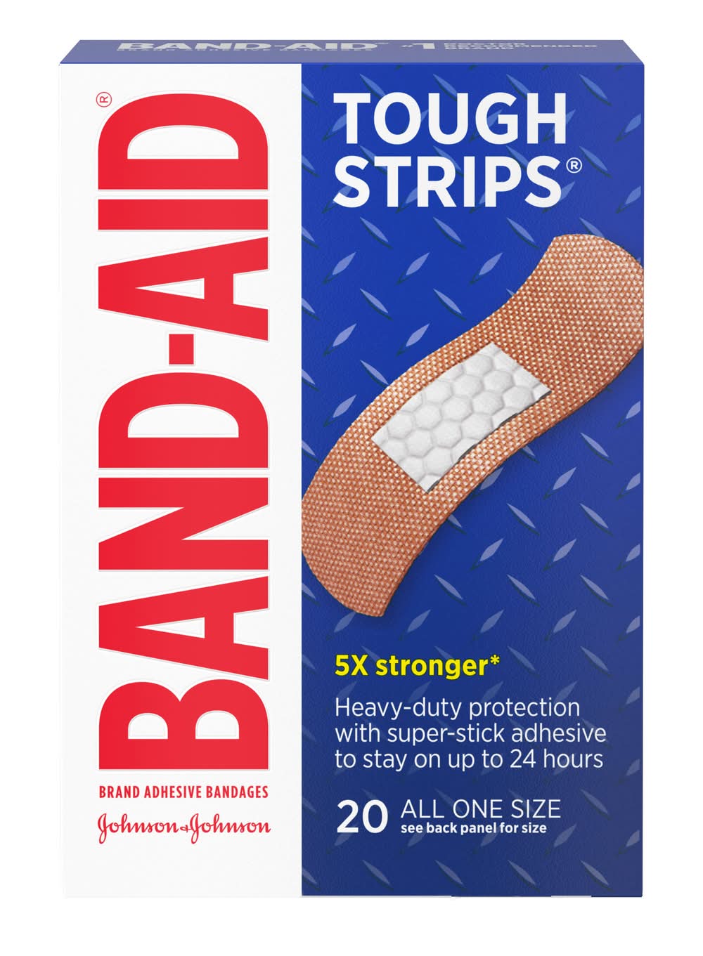 Band-Aid Tough Strips 5x Stronger Adhesive Bandages, 1 in X 3 1/4 in (1 oz, 20 ct)