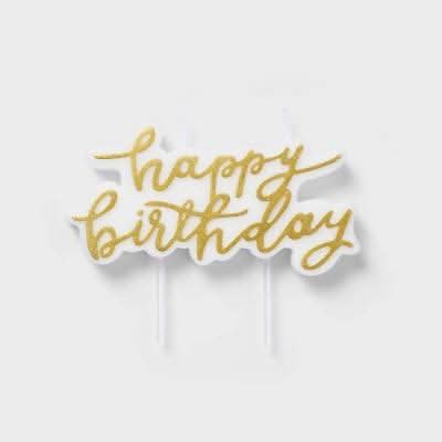 Spritz Happy Birthday Candle, Gold