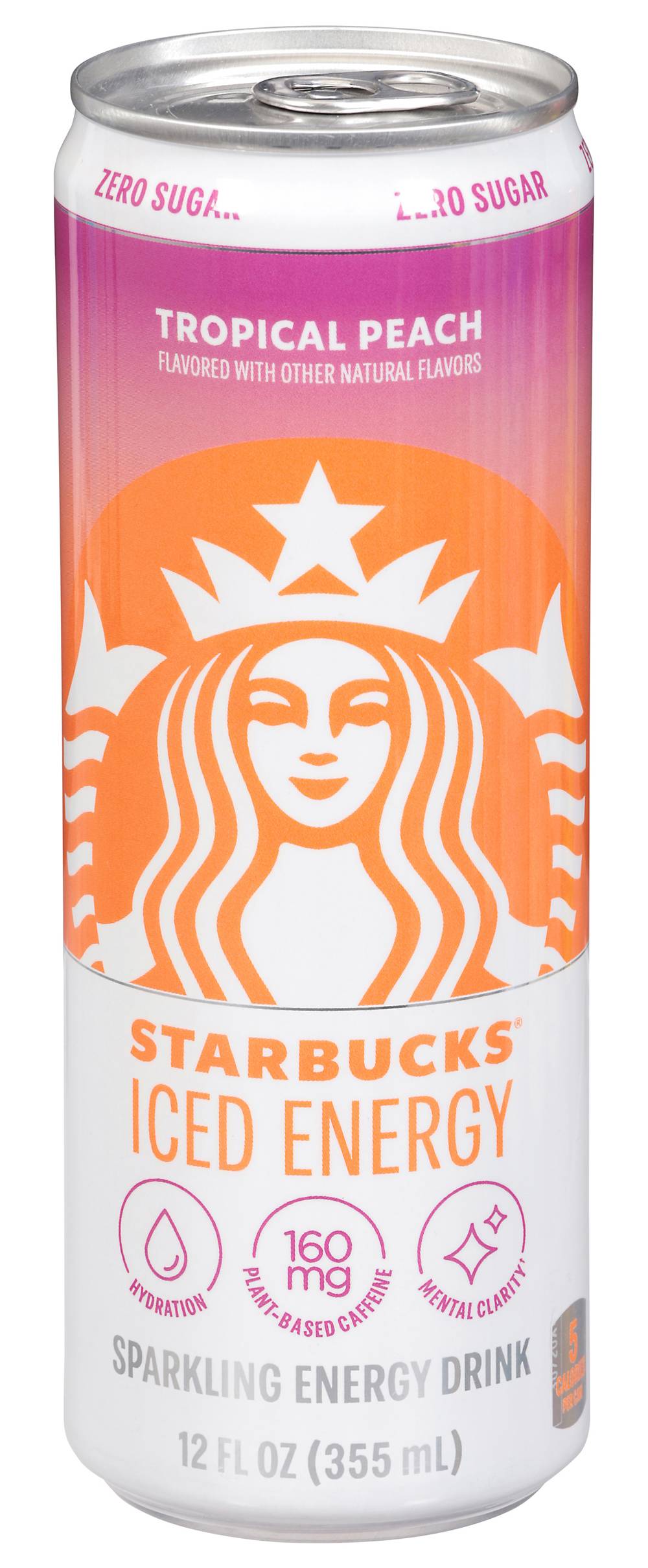 Starbucks Iced Energy Zero Sugar Sparkling Energy Drink, Tropical Peach (12 fl oz)