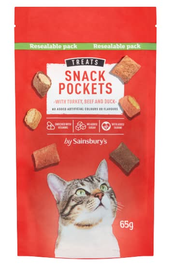 Sainsbury's Cat Treat Snack Pockets With Turkey Beef & Duck (65g)
