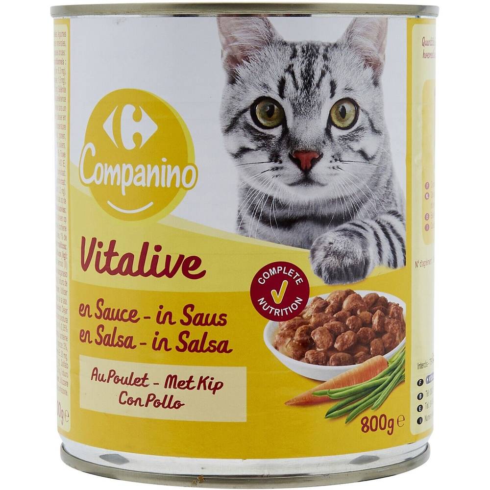 Carrefour Companino - Vitalive pâtée pour chat bouchées poulet
