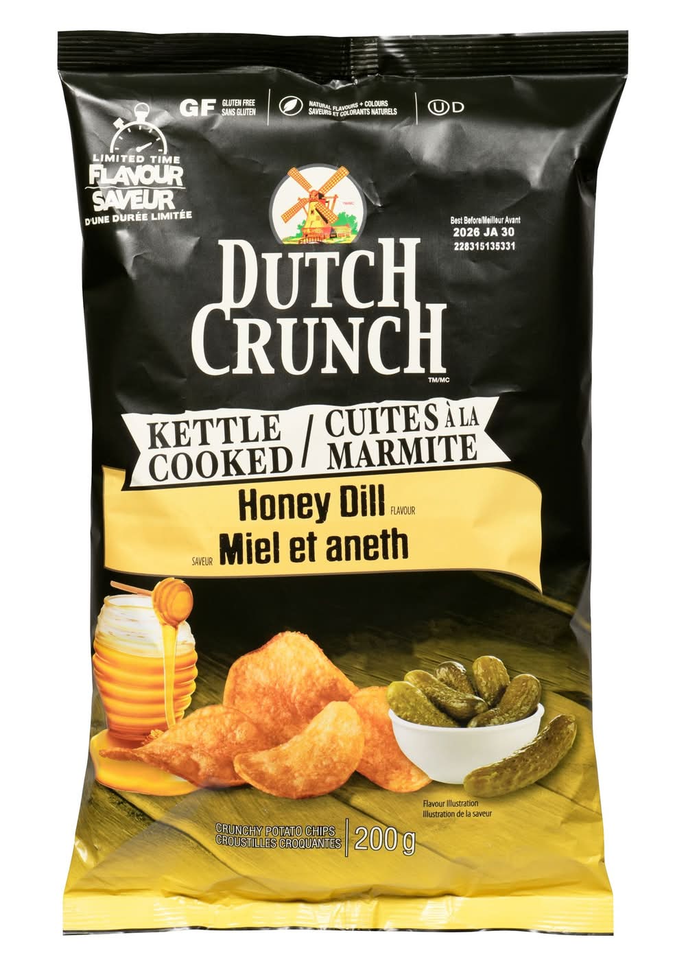Dutch Crunch Kettle Cooked Crunchy Potato Chips, Honey Dill (200 g)