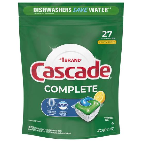 Cascade Complete Lemon Scent Dishwashing Pods (27 ct)