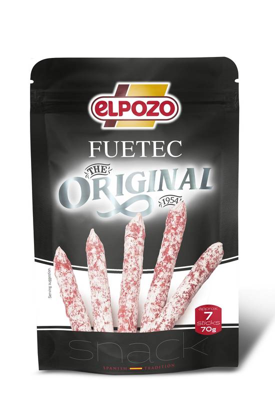 Elpozo - Saucisses de porc snack fuetec original (7 pièces)