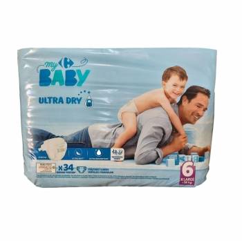 Pañales Carrefour Baby Ultra Dry Talla 6 (+16 kg) 34 ud.