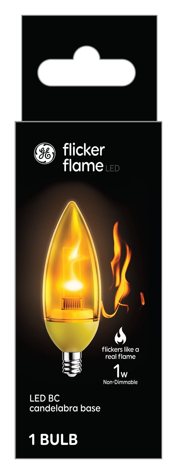 General Electric Led 1w Flicker Flame Candelabra Base Multi-Direction Nondimmable Light Bulb
