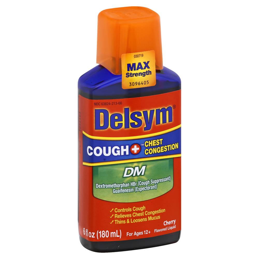 Delsym Dm Max Strength Liquid Cherry Flavored Cough + Chest Congestion (6 oz)