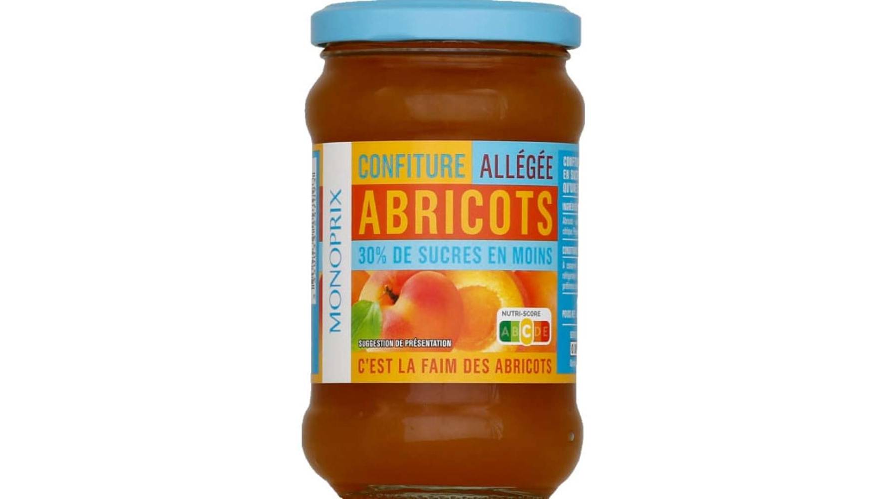 Monoprix - Confiture de 30% de sucres en moins, abricots (340g)