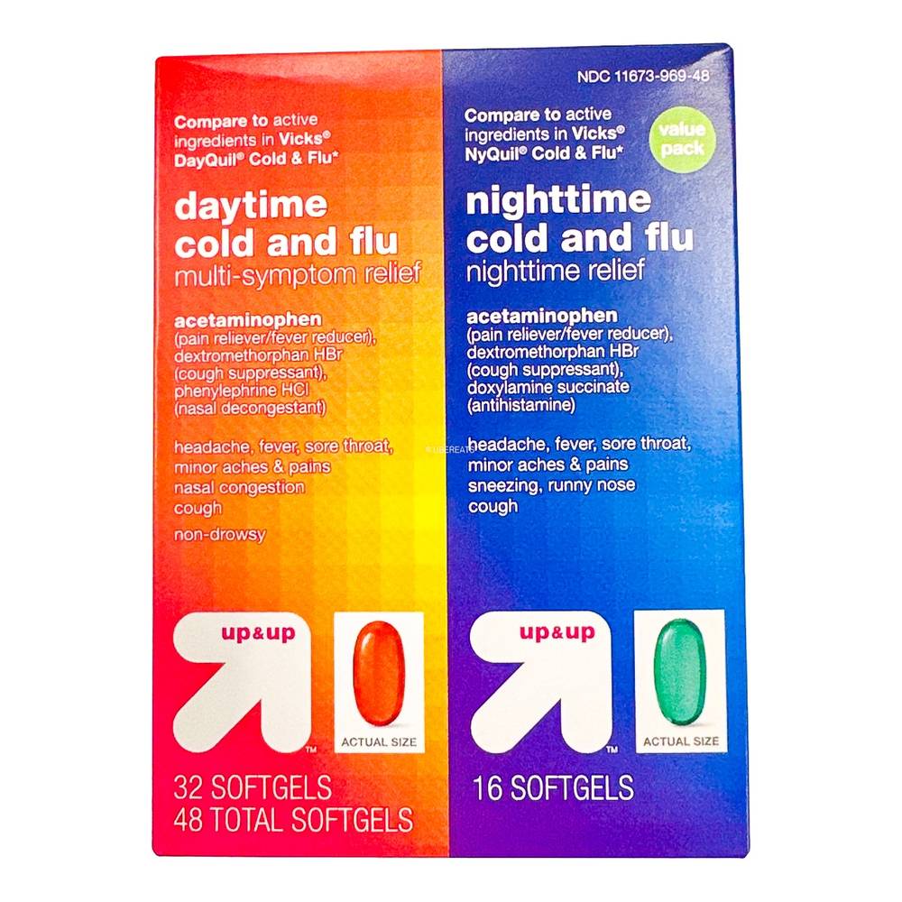 up&up Day and Night Time Multi -Symptom Cold and Flu Relief Combo pack (48 ct)