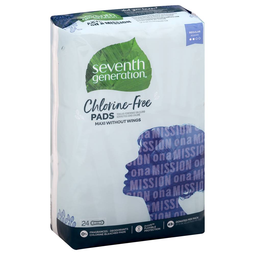 Seventh Generation Chlorine-Free Maxi Without Wings Regular Pads (7.52 oz)