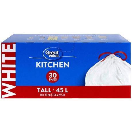 Great Value Tall Kitchen Garbage Bags, 23.6" x 27.5" (30 ct)