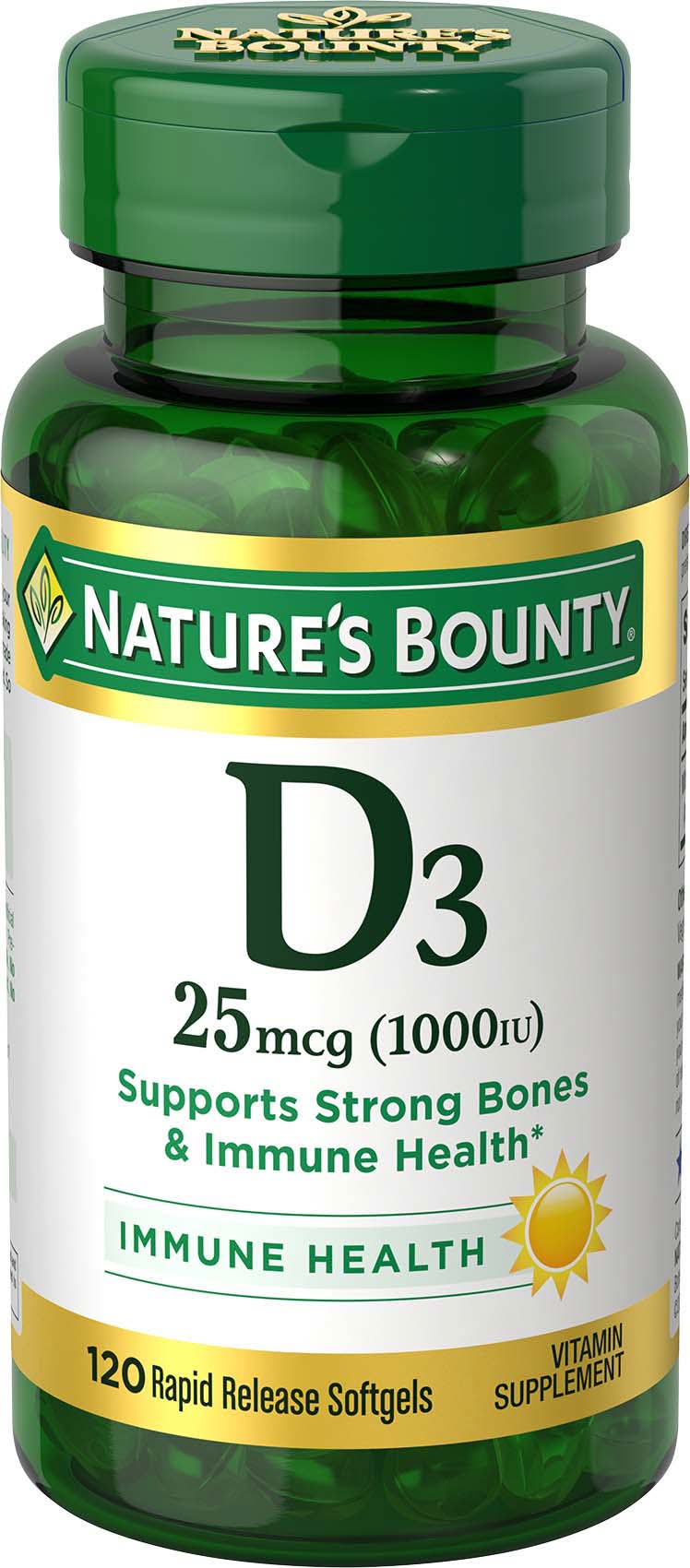 Nature's Bounty Vitamin D3 25 Mcg Rapid Release Softgels (3.2 oz)