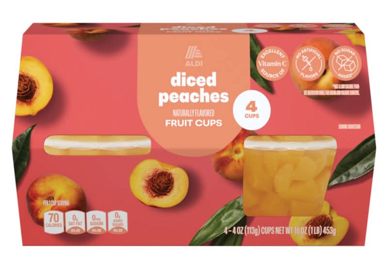 Lunch Buddies Cling Diced Fruit Cups in Juice, Peach, Yellow (16 oz)