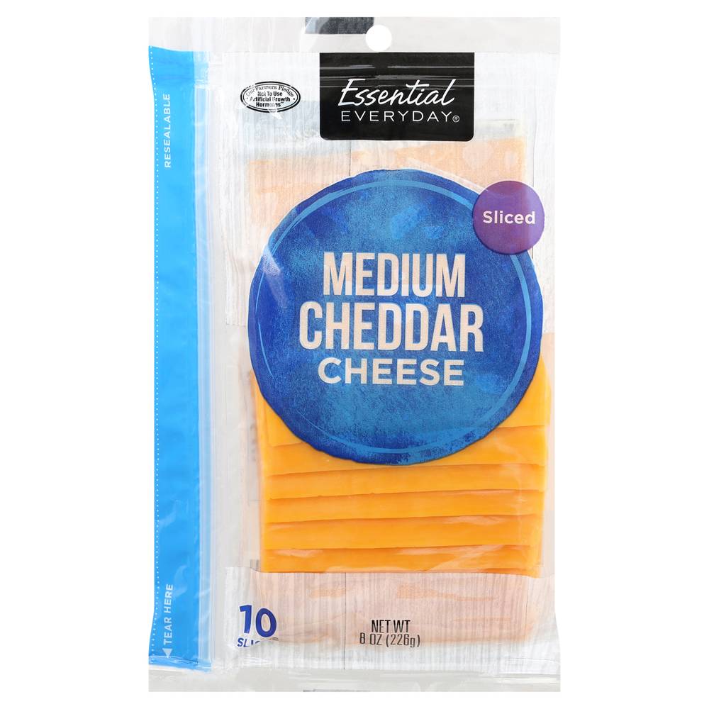 Essential Everyday Sliced Medium Cheddar Cheese (10 ct)