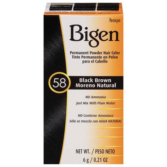 Bigen 58 Black Brown Permanent Powder Hair Color